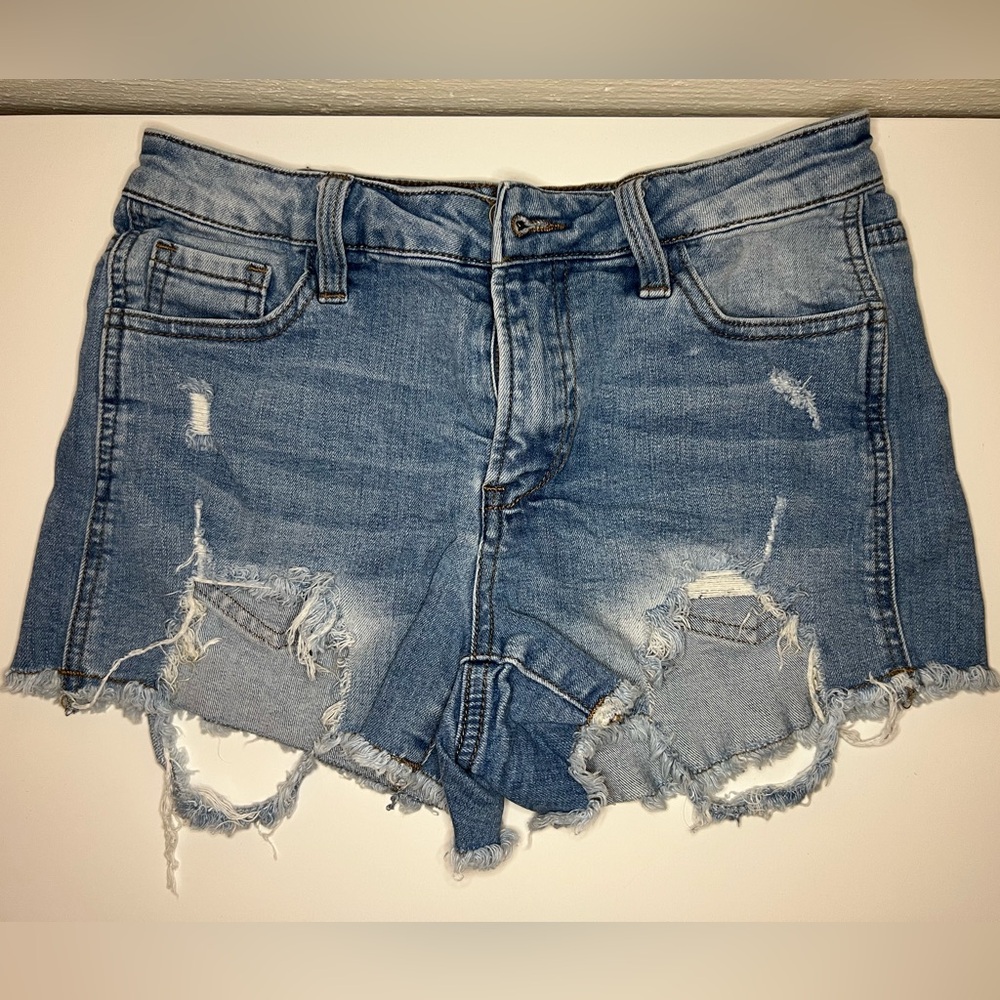 Angel Kiss Blue Distressed Jean Shorts